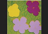 Andy Warhol Canvas Paintings - Flowers Yellow, Lilac, Purple
